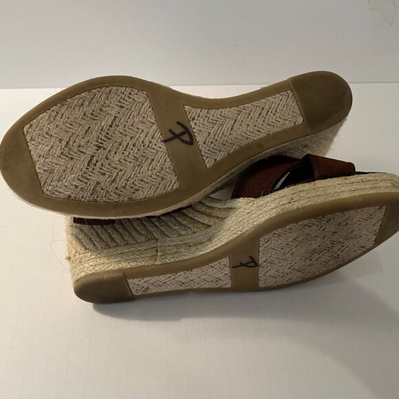 NINE WEST "Jaxson" Brown Fabric Wedge Jute Heel Espadrille Sandals ~ Size 10.5M - Picture 11 of 12